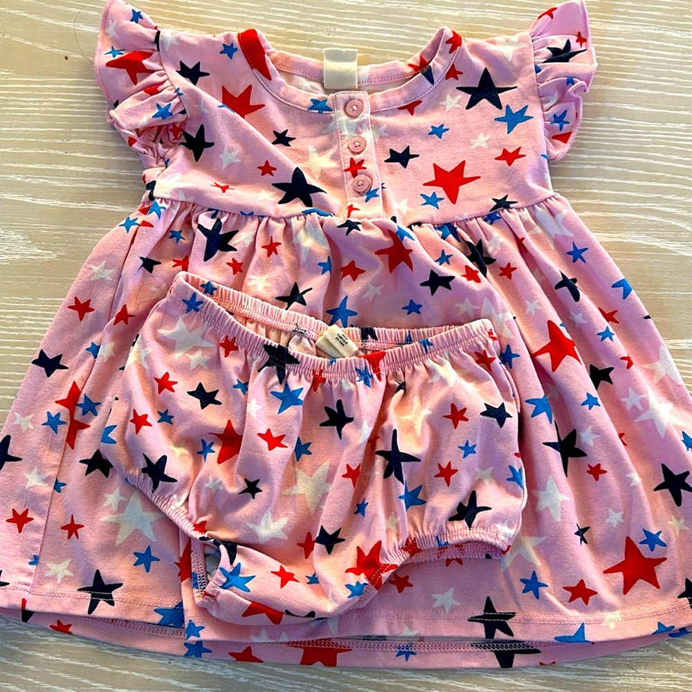 Tucker + Tate Flutter Sleeve Dress in Pink Parfait Star Toss